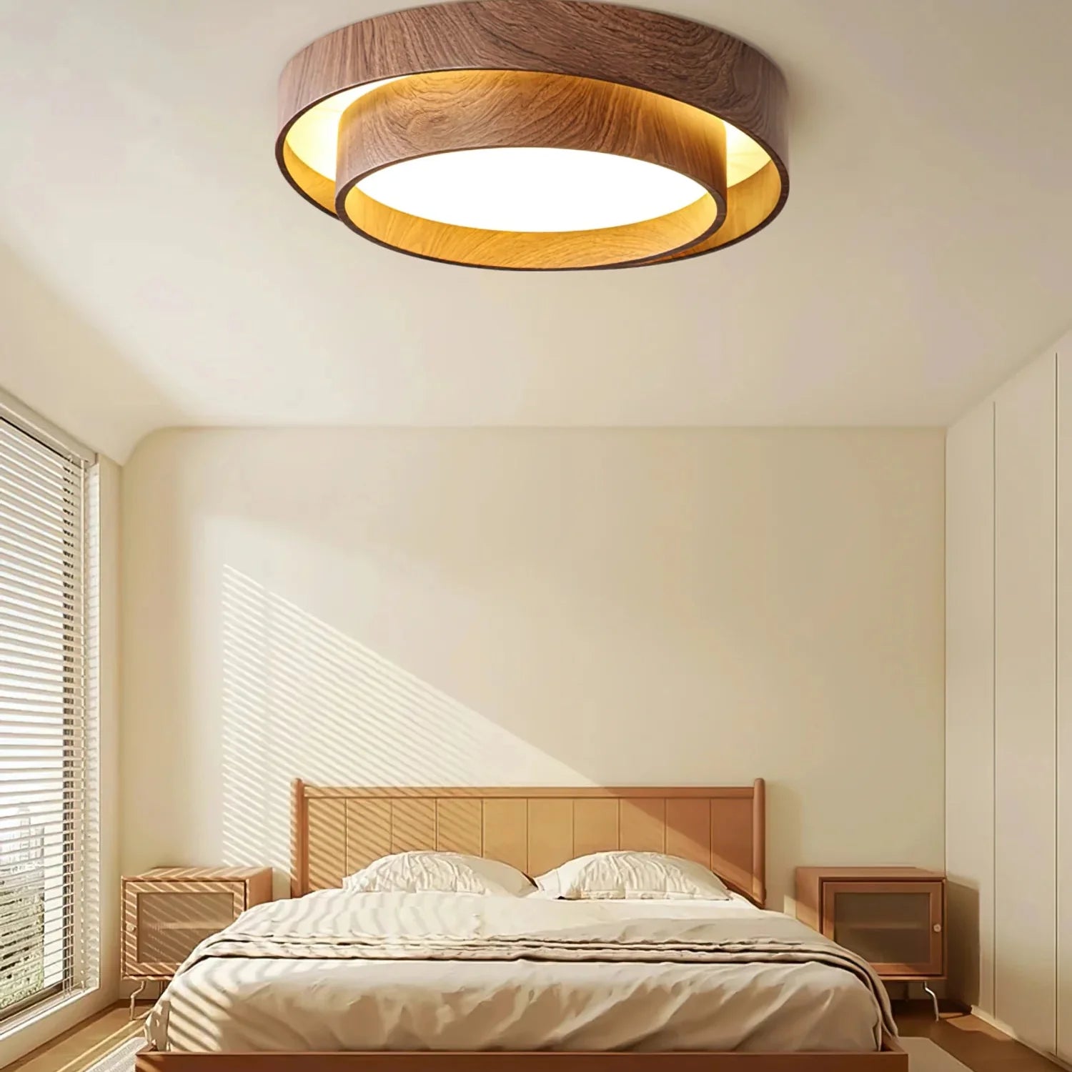 Modern Walnut Ceiling Light Fixture with LED | Vamoria