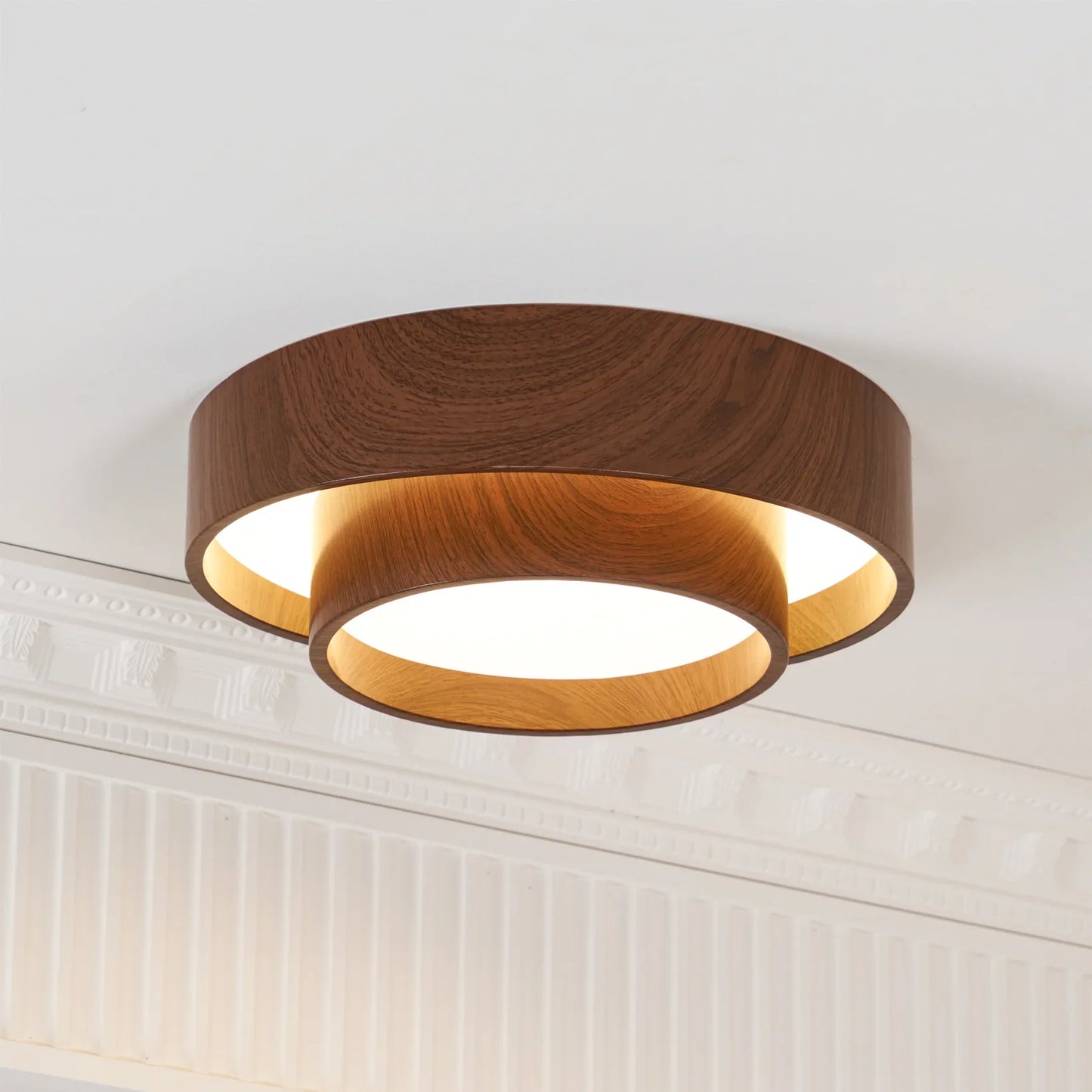 Modern Walnut Ceiling Light Fixture with LED | Vamoria