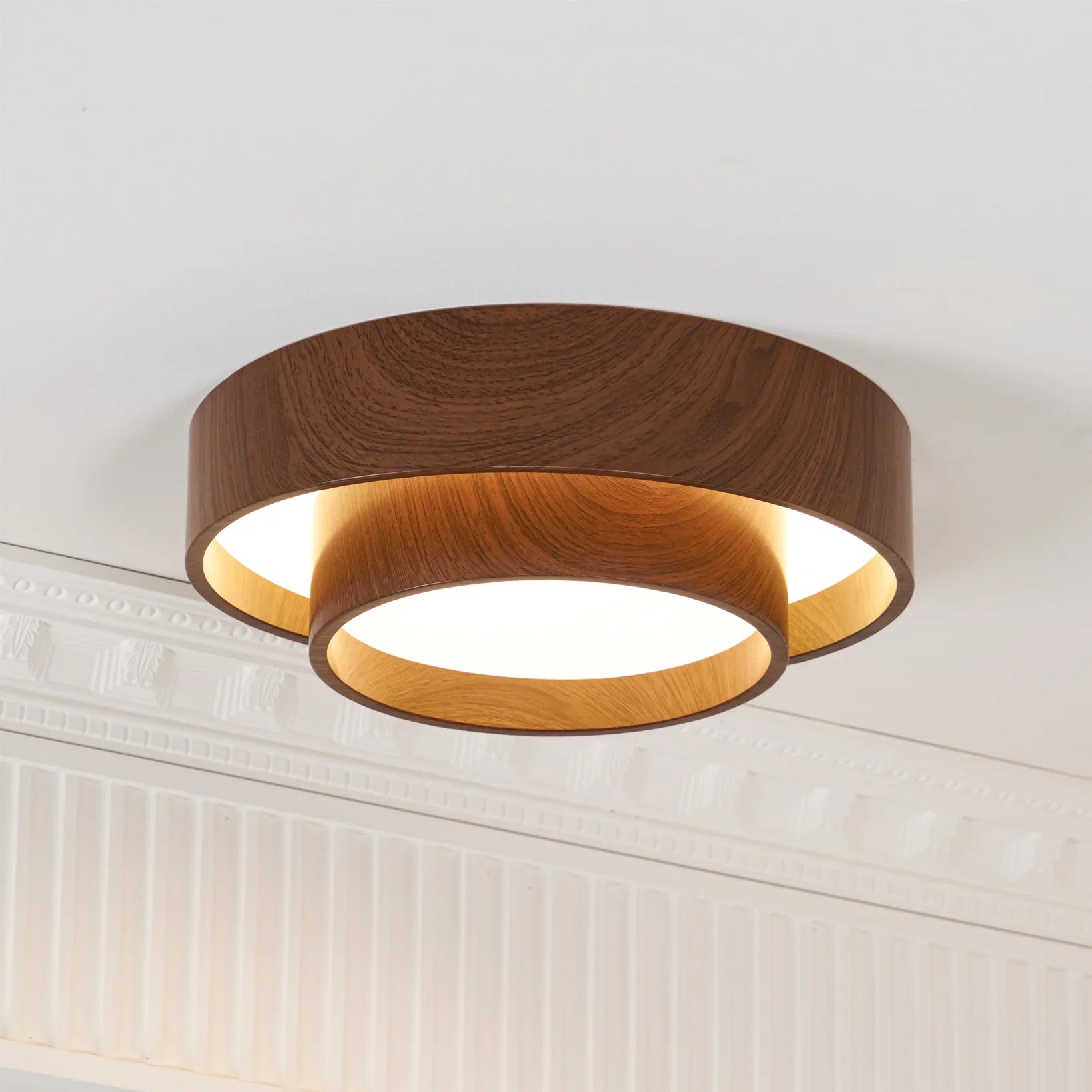 Modern Walnut Ceiling Light Fixture with LED | Vamoria