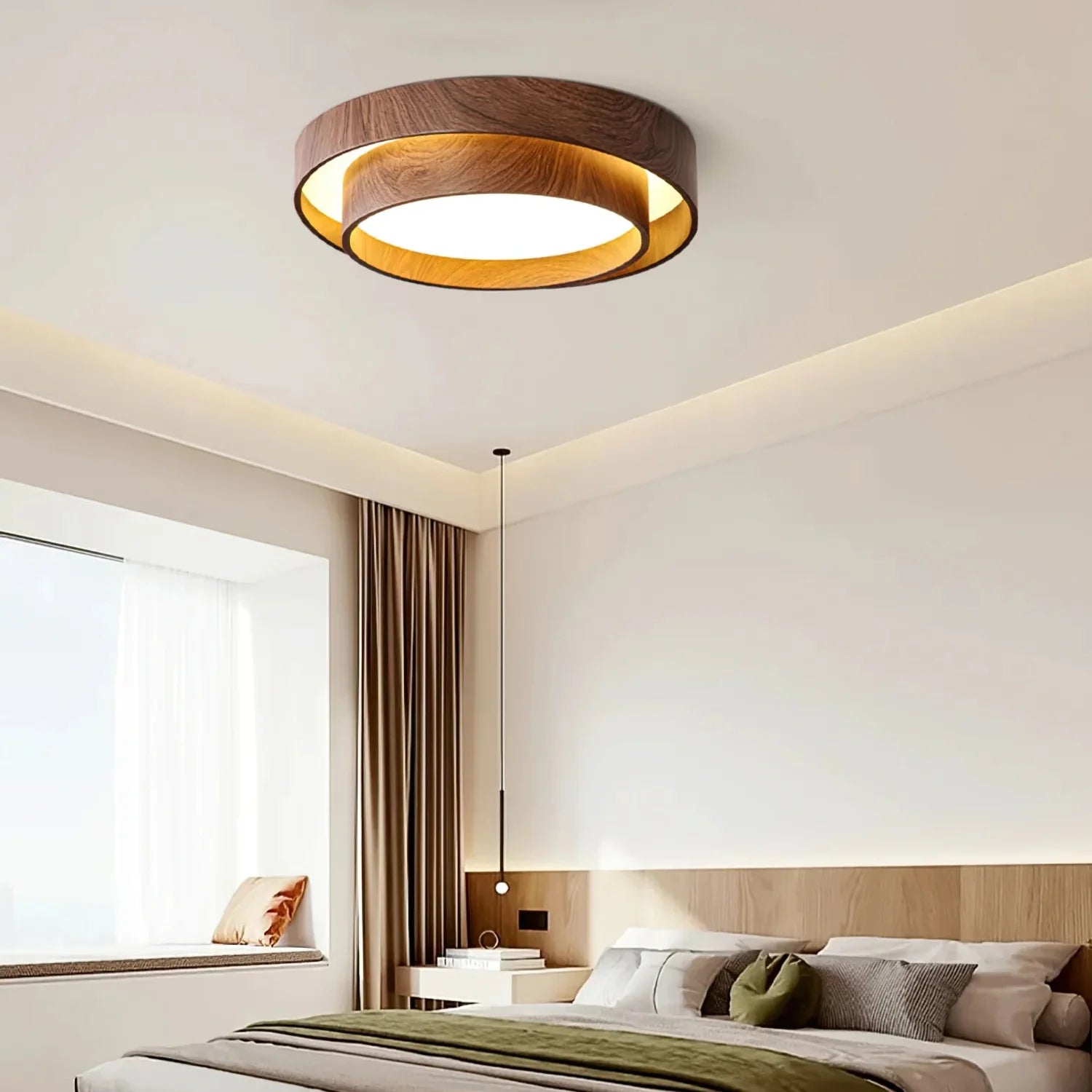 Modern Walnut Ceiling Light Fixture with LED | Vamoria