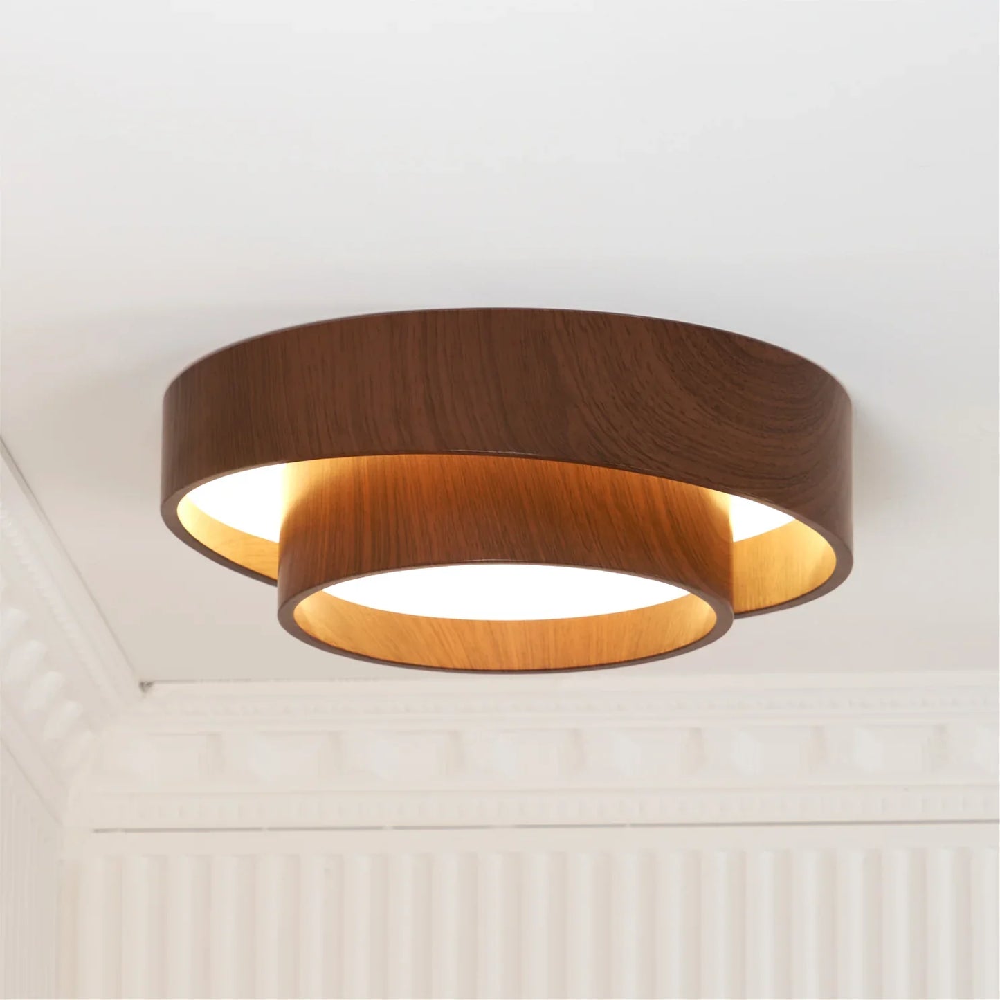 Modern Walnut Ceiling Light Fixture with LED | Vamoria