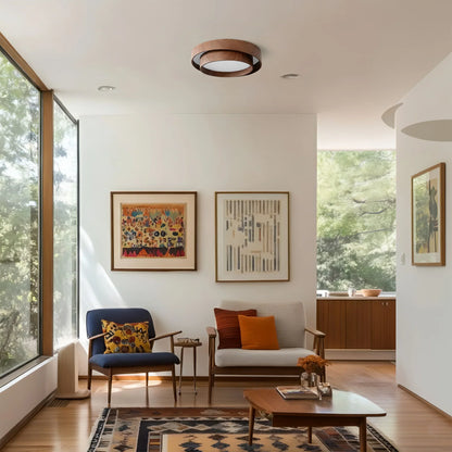 Modern Walnut Ceiling Light Fixture with LED | Vamoria