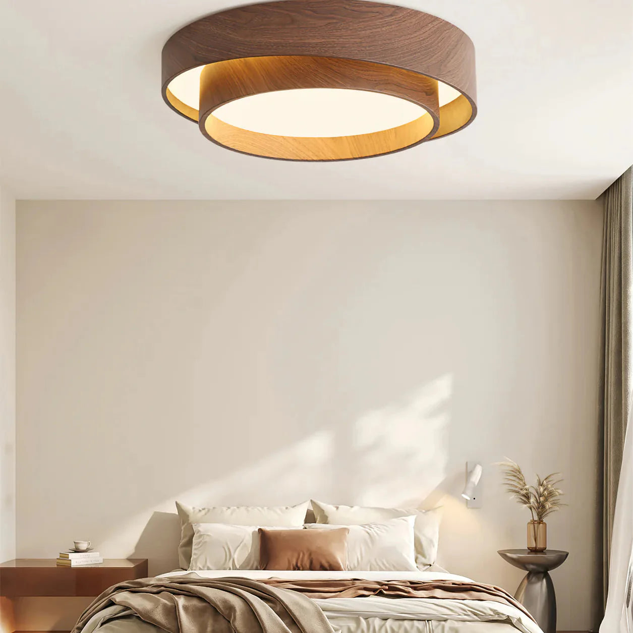 Modern Walnut Ceiling Light Fixture with LED | Vamoria