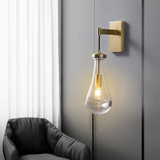 Modern Water Drop Glass Shade Wall Sconce Light | Wensora