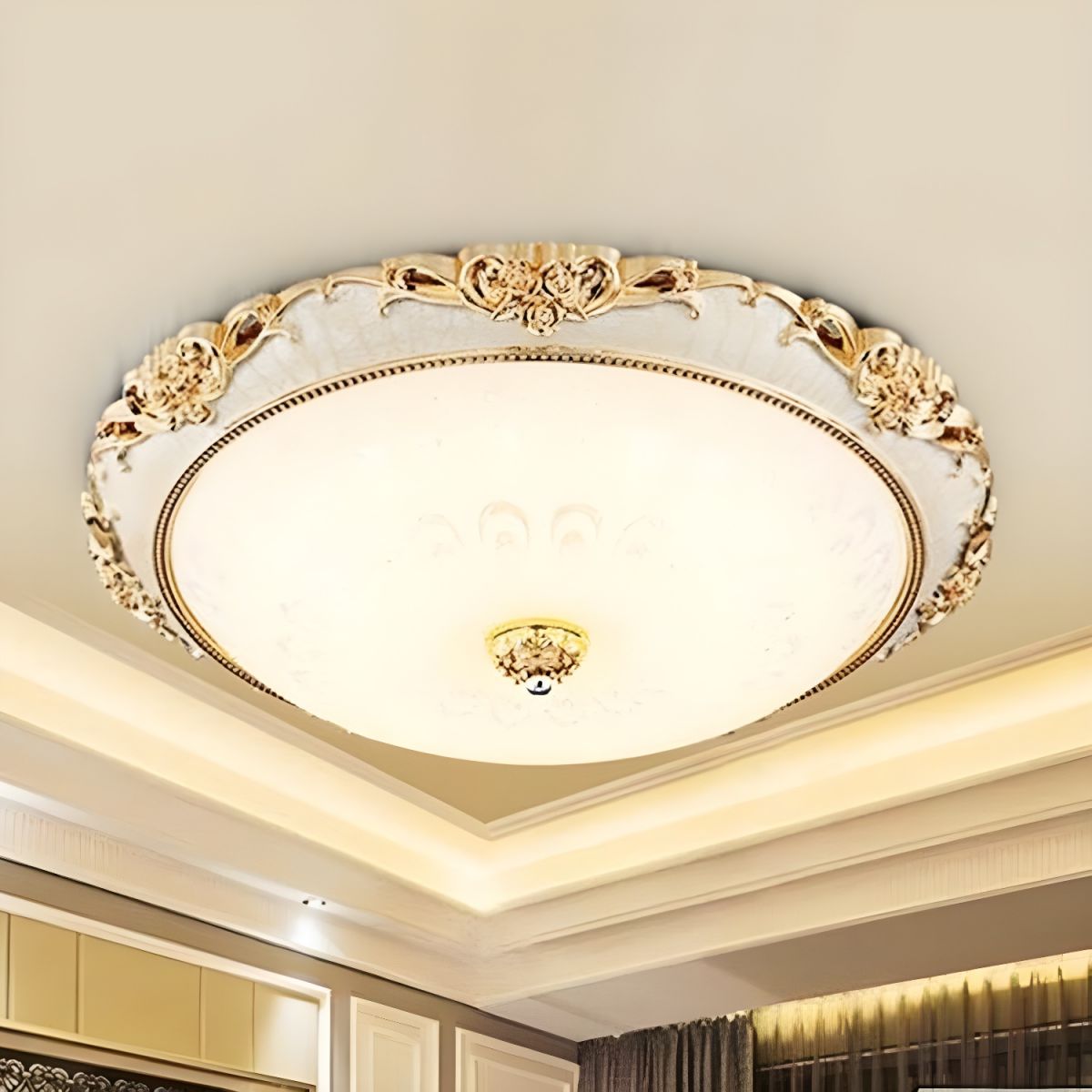 Modern Wide Glass Flush Ceiling Light Fixture | Lunavoa