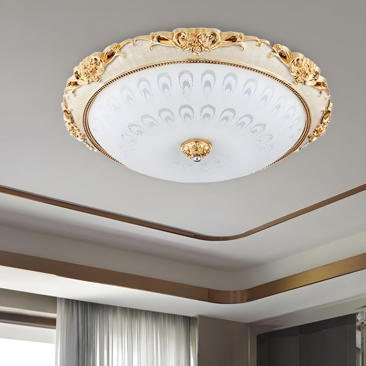 Modern Wide Glass Flush Ceiling Light Fixture | Lunavoa