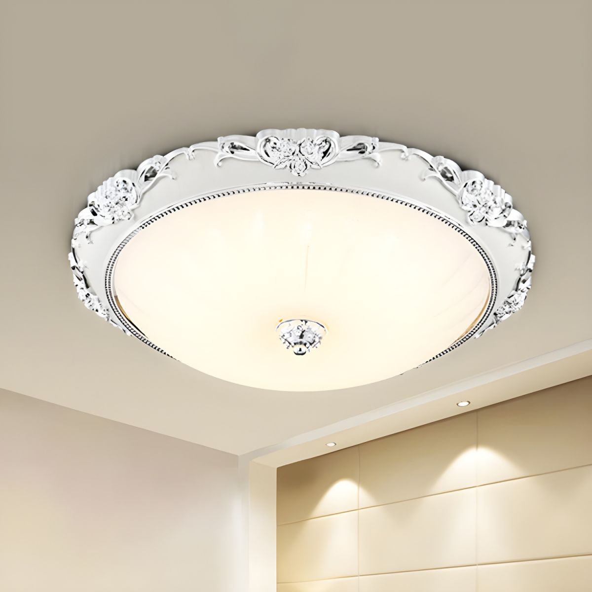 Modern Wide Glass Flush Ceiling Light Fixture | Lunavoa