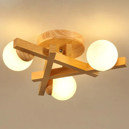 Modern Wooden Crossed Line Ceiling Light Fixture | Lumvis