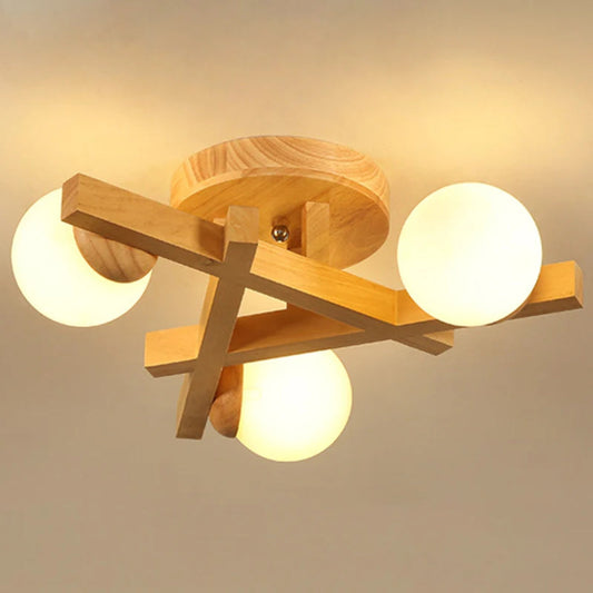 Modern Wooden Crossed Line Ceiling Light Fixture | Lumvis