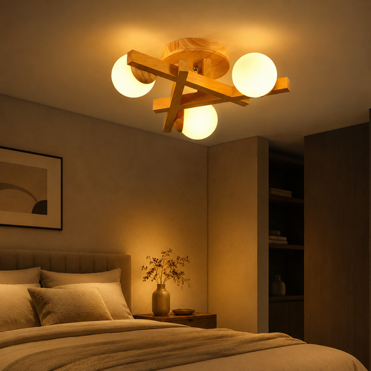 Modern Wooden Crossed Line Ceiling Light Fixture | Lumvis