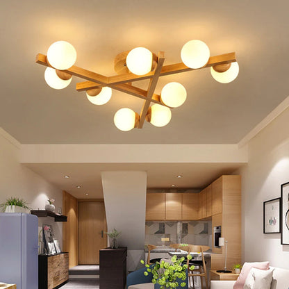 Modern Wooden Crossed Line Ceiling Light Fixture | Lumvis