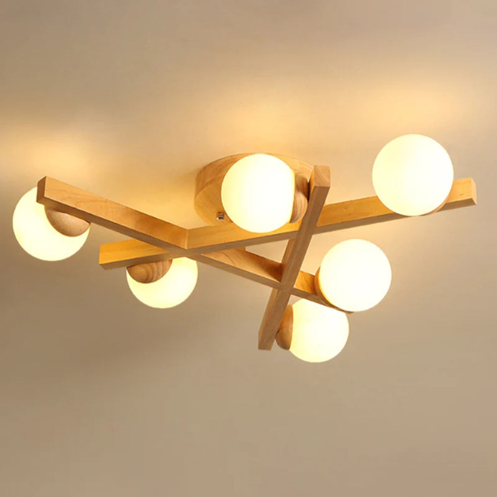 Modern Wooden Crossed Line Ceiling Light Fixture | Lumvis