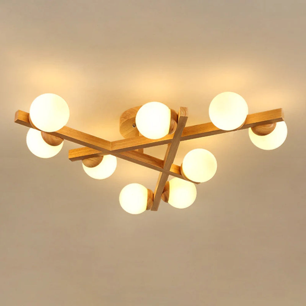 Modern Wooden Crossed Line Ceiling Light Fixture | Lumvis