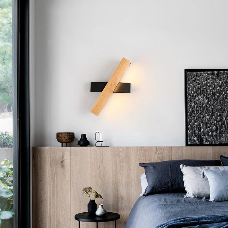 Modern Wooden LED Rotating Reading Wall Light | Zorali