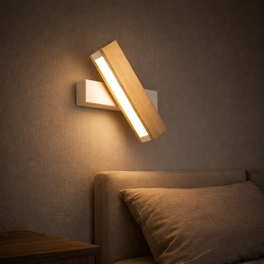Modern Wooden LED Rotating Reading Wall Light | Zorali