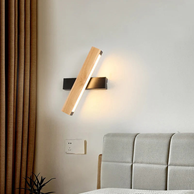 Modern Wooden LED Rotating Reading Wall Light | Zorali