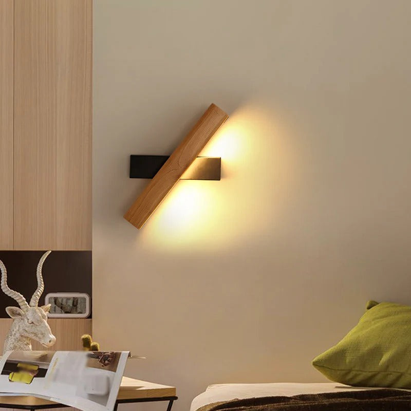 Modern Wooden LED Rotating Reading Wall Light | Zorali