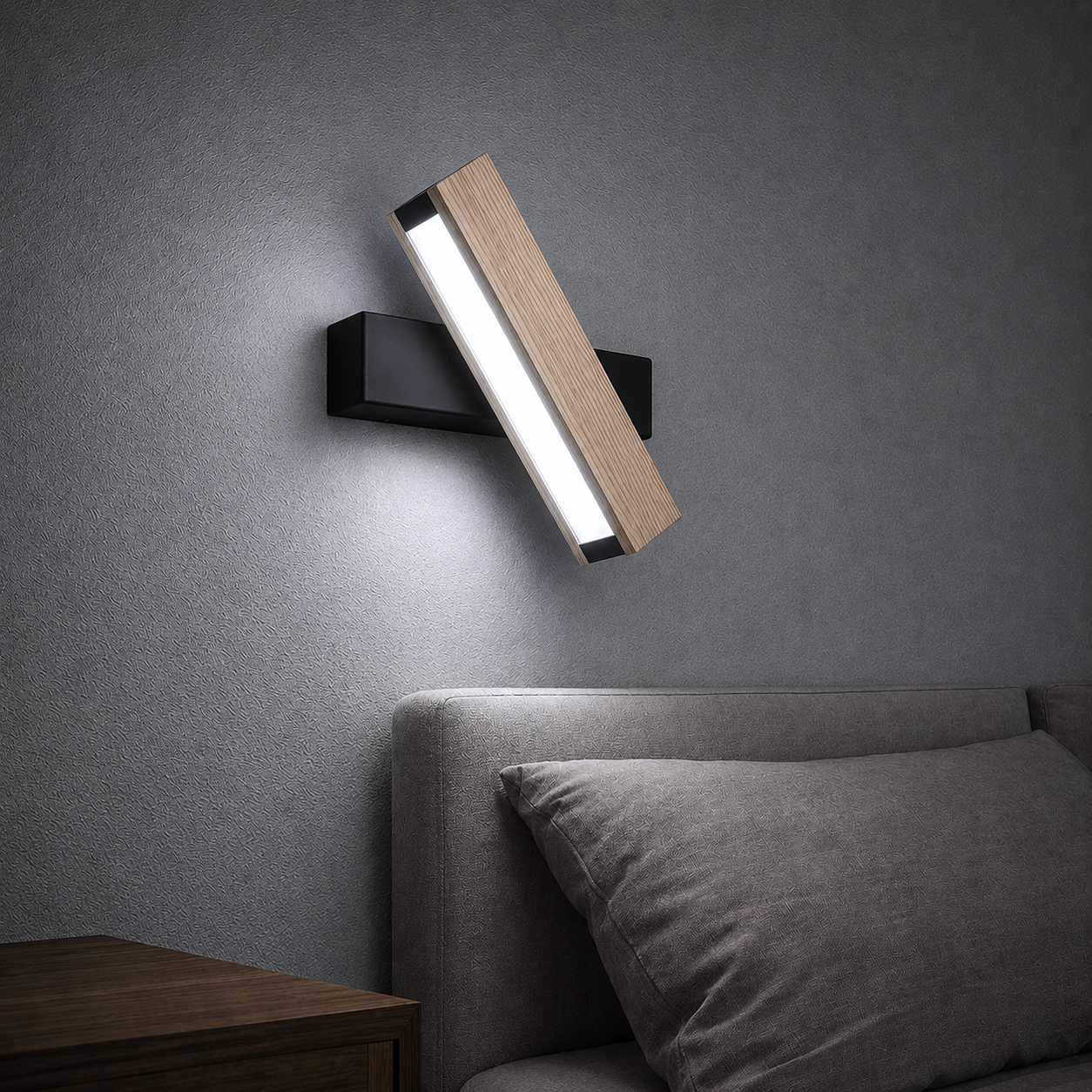Modern Wooden LED Rotating Reading Wall Light | Zorali