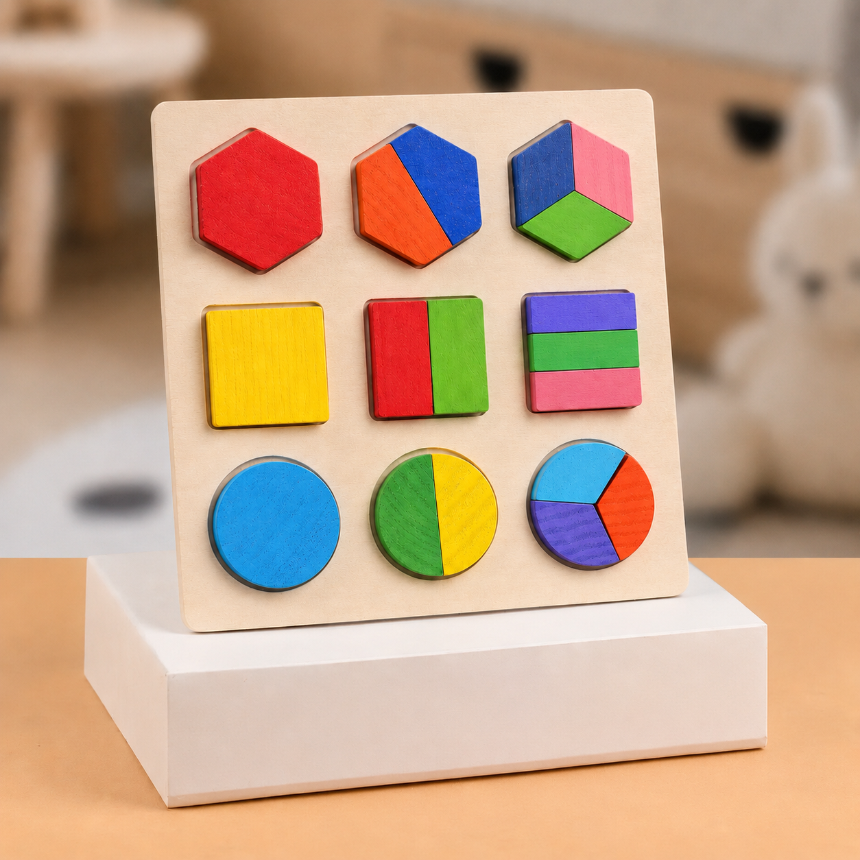 Montessori Wooden Shape Matching Puzzle Board For Kids | Cadrivo