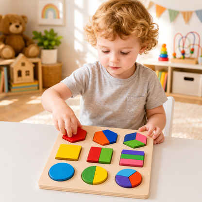 Montessori Wooden Shape Matching Puzzle Board For Kids | Cadrivo