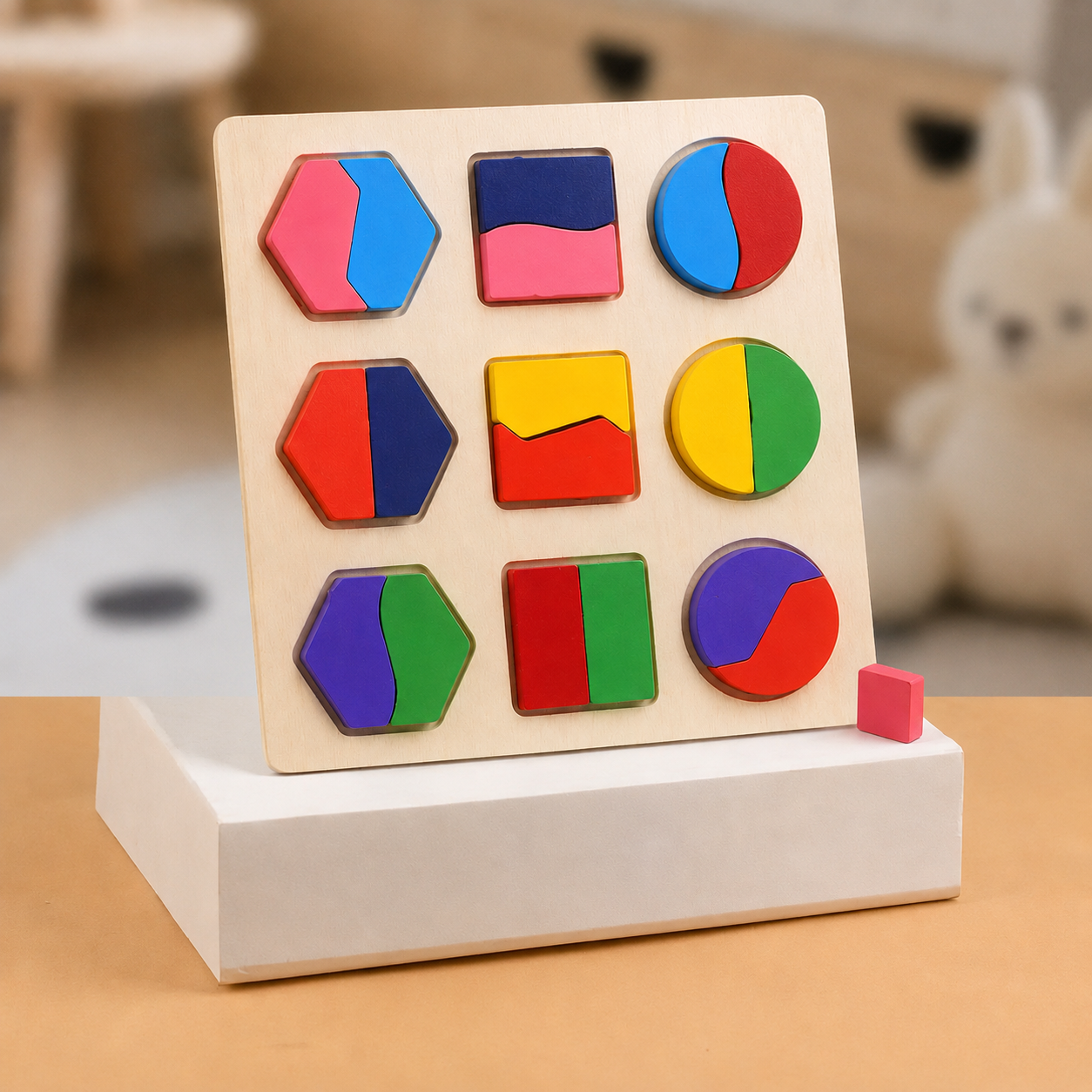 Montessori Wooden Shape Matching Puzzle Board For Kids | Cadrivo