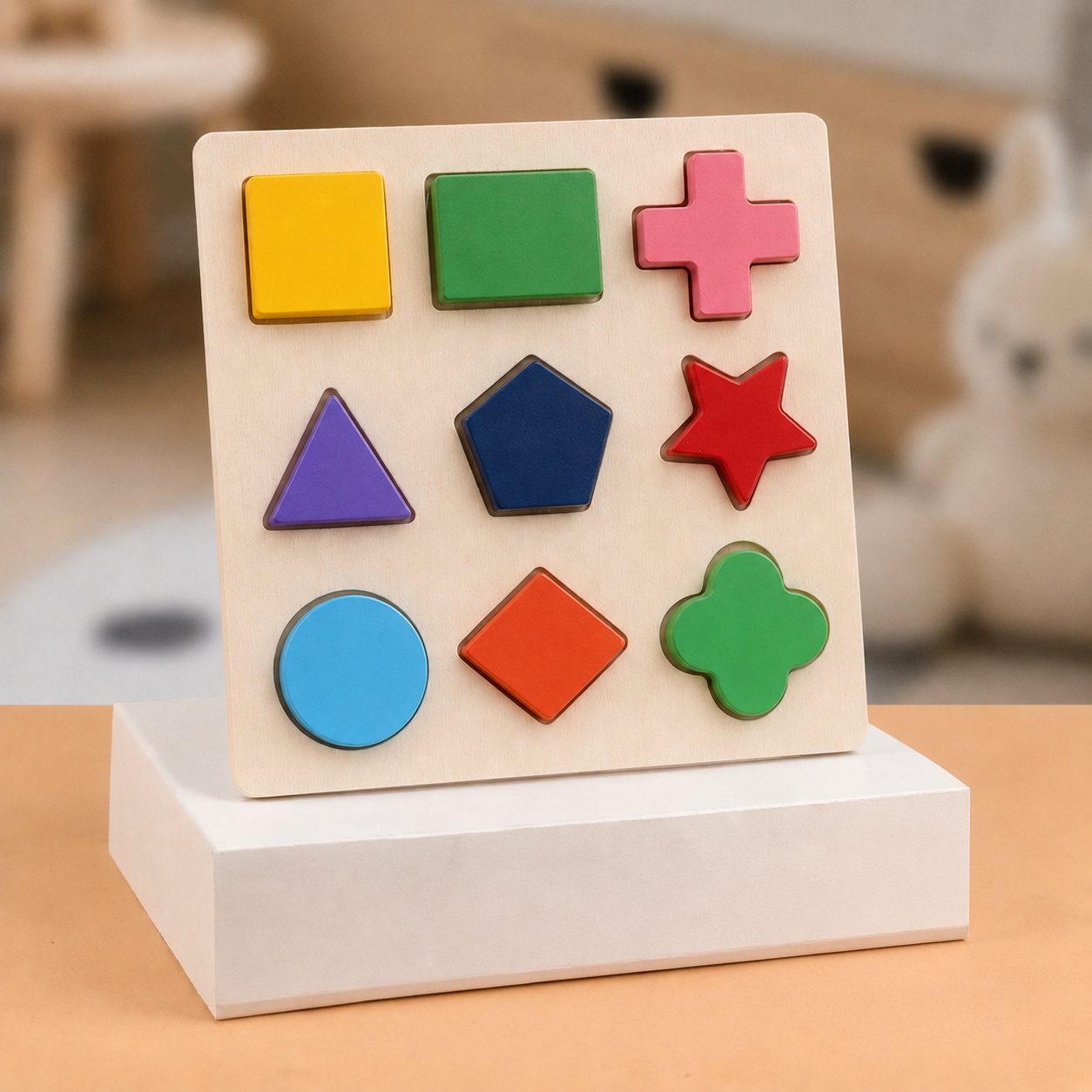 Montessori Wooden Shape Matching Puzzle Board For Kids | Cadrivo