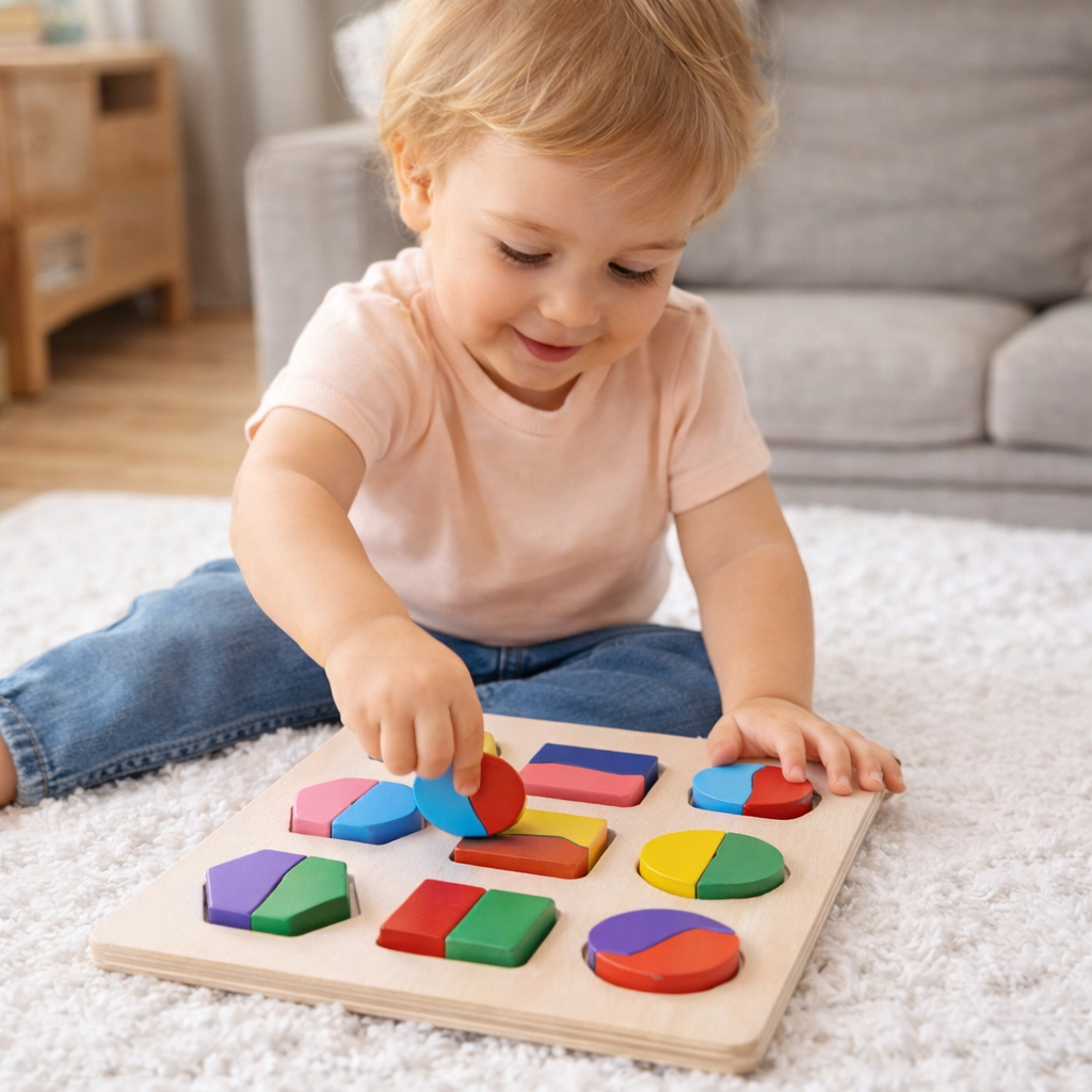 Montessori Wooden Shape Matching Puzzle Board For Kids | Cadrivo