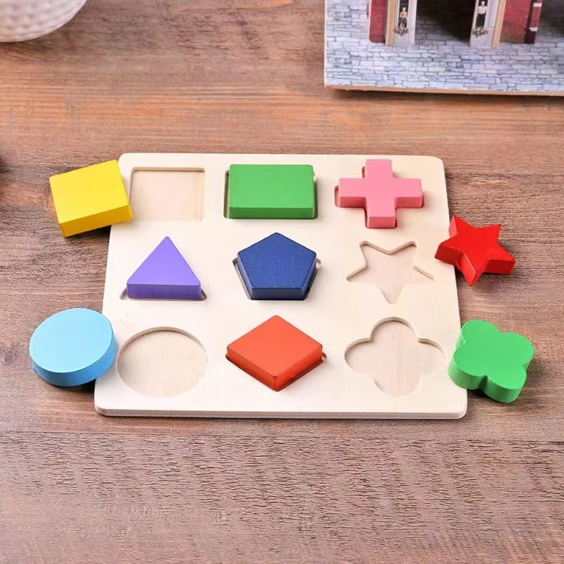 Montessori Wooden Shape Matching Puzzle Board For Kids | Cadrivo