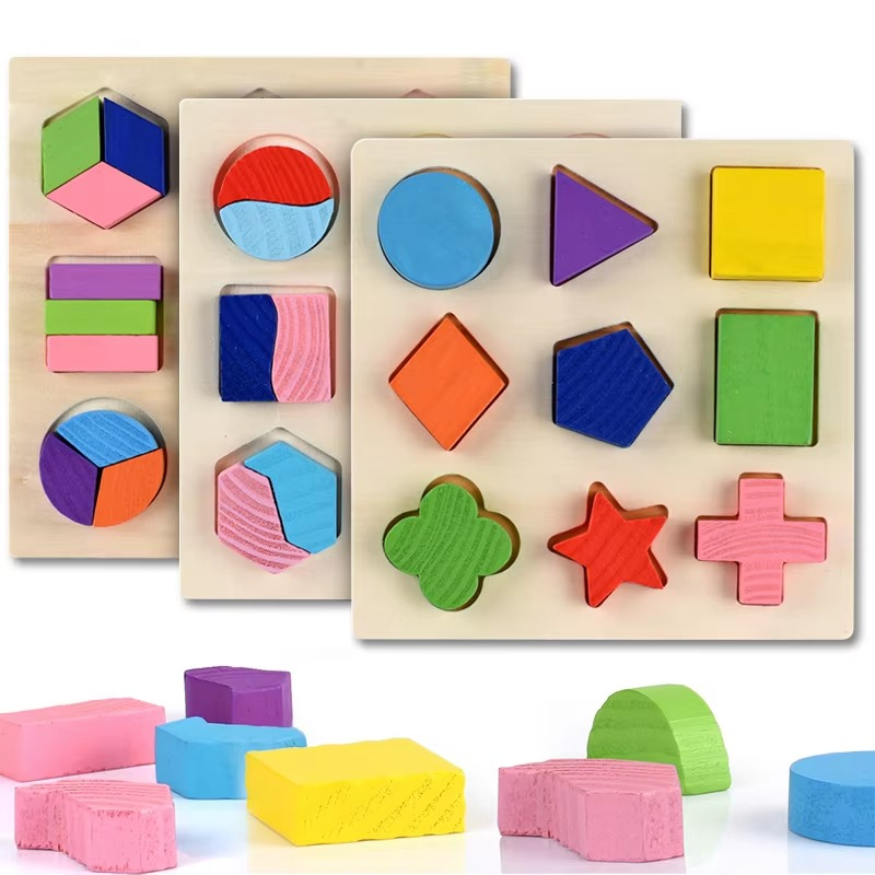 Montessori Wooden Shape Matching Puzzle Board For Kids | Cadrivo
