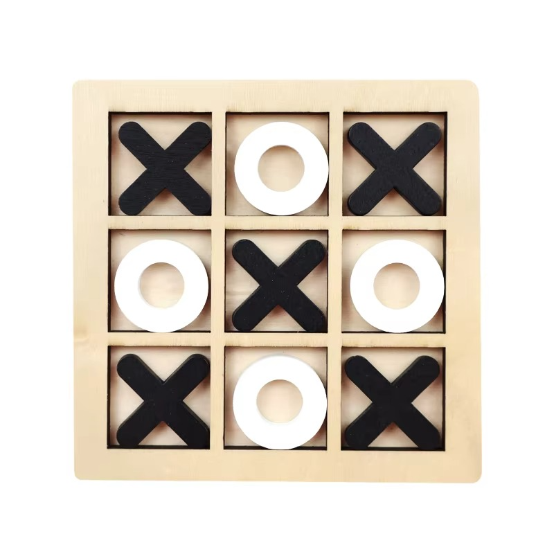 Montessori Wooden Tic Tac Toe Game for Tabletop Play | Lervica