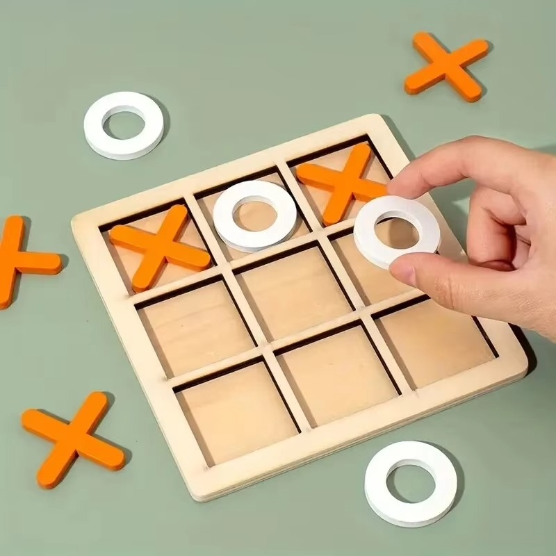 Montessori Wooden Tic Tac Toe Game for Tabletop Play | Lervica