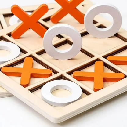 Montessori Wooden Tic Tac Toe Game for Tabletop Play | Lervica