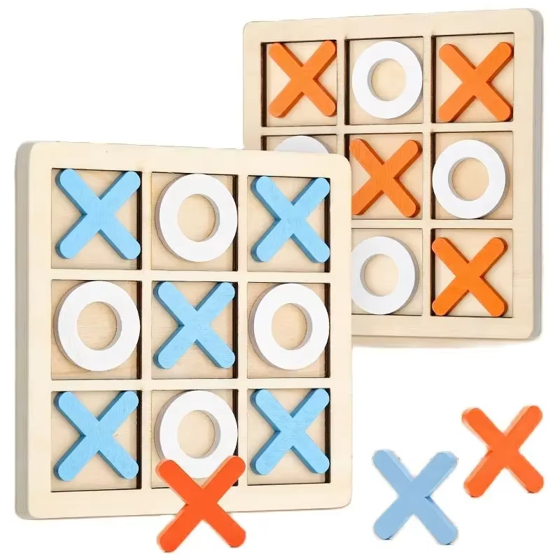 Montessori Wooden Tic Tac Toe Game for Tabletop Play | Lervica