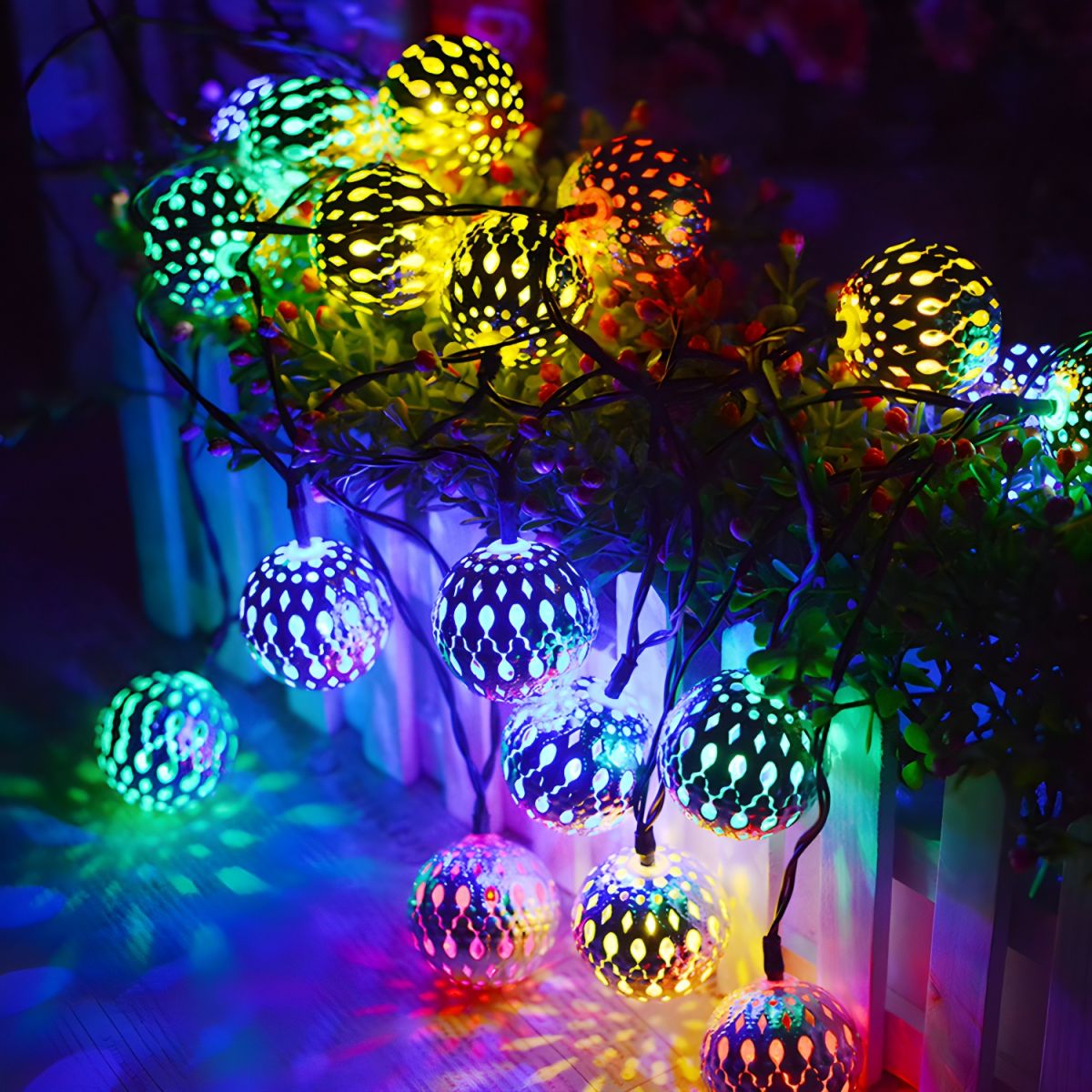 Moroccan Orb LED String Lights Indoor Outdoor | Denvaro