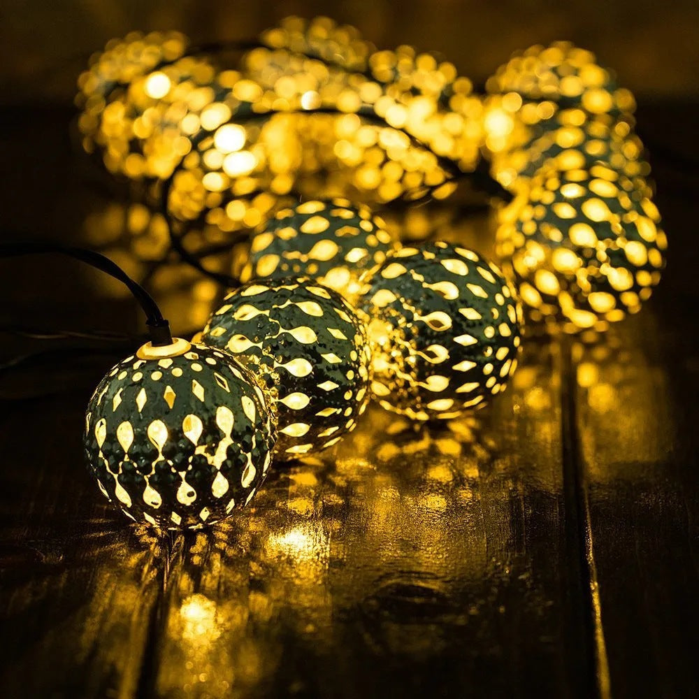 Moroccan Orb LED String Lights Indoor Outdoor | Denvaro