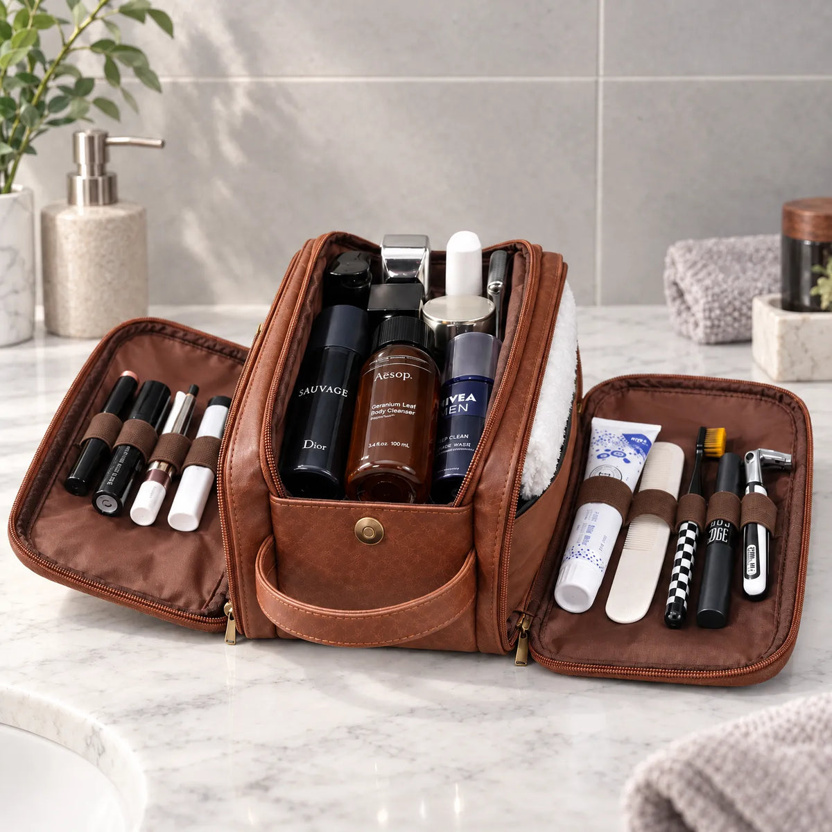 Multi-Compartment Travel Toiletry Bag