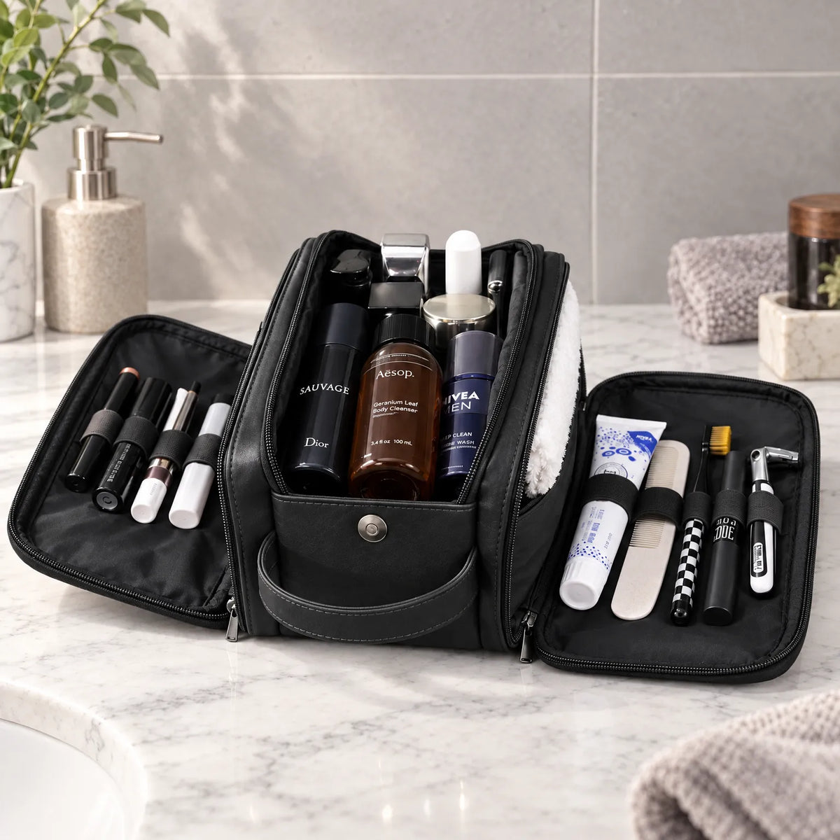 Multi-Compartment Travel Toiletry Bag
