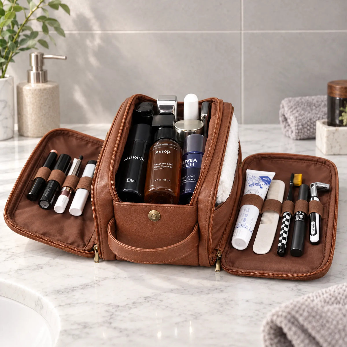 Multi-Compartment Travel Toiletry Bag
