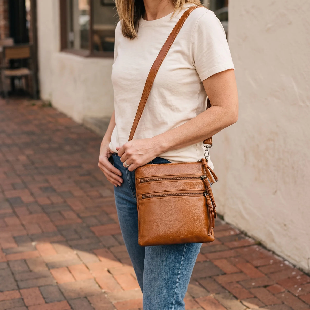 Multi-Pocket Zip Crossbody Shoulder Bag