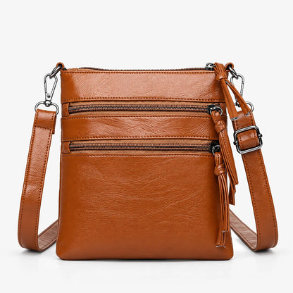 Multi-Pocket Zip Crossbody Shoulder Bag