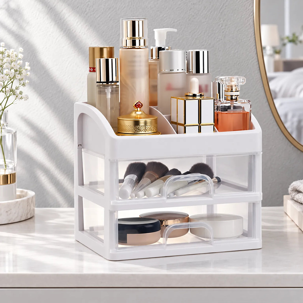 Multi-Tier Makeup Organizer with Drawers and Compartments