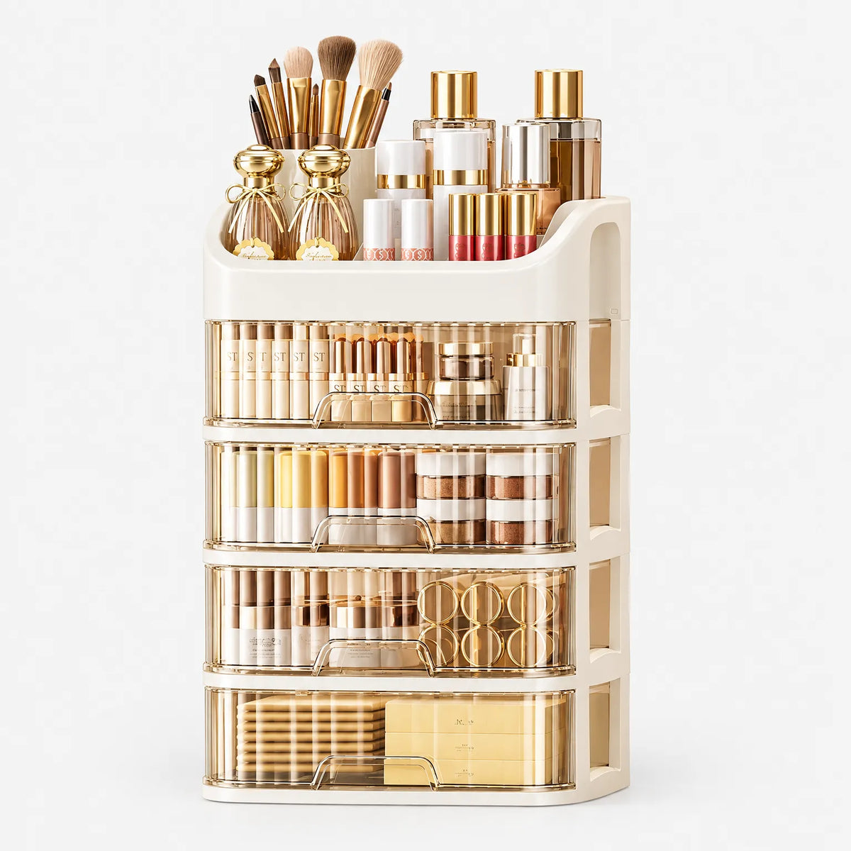 Multi-Tier Makeup Organizer with Drawers for Bathroom Counter
