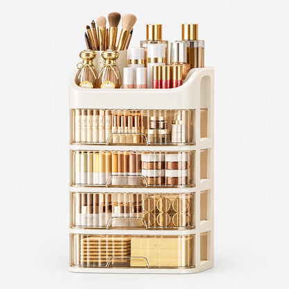 Multi-Tier Makeup Organizer with Drawers for Bathroom Counter