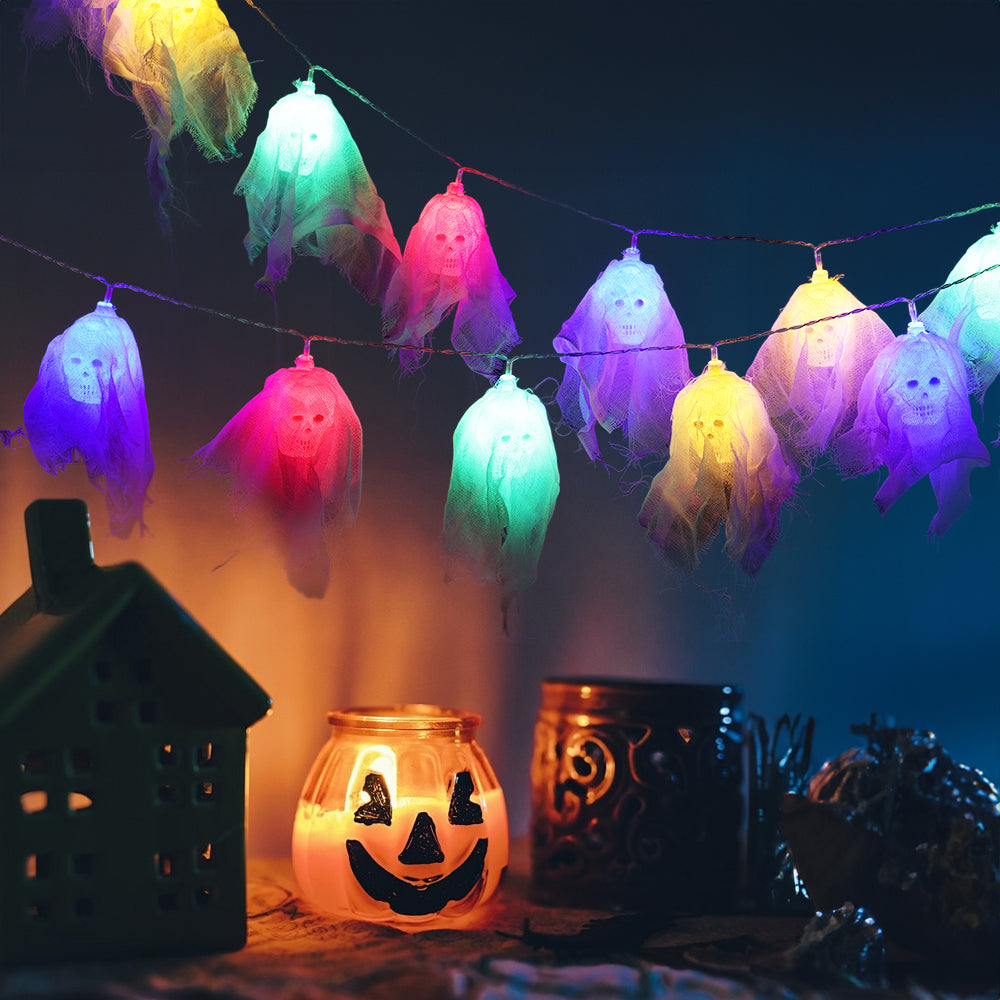 Multicoloured Halloween Ghost String Lights Battery Operated