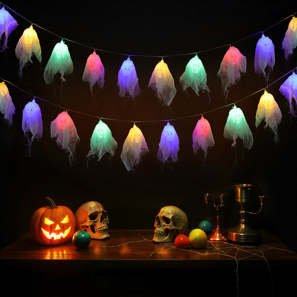 Multicoloured Halloween Ghost String Lights Battery Operated