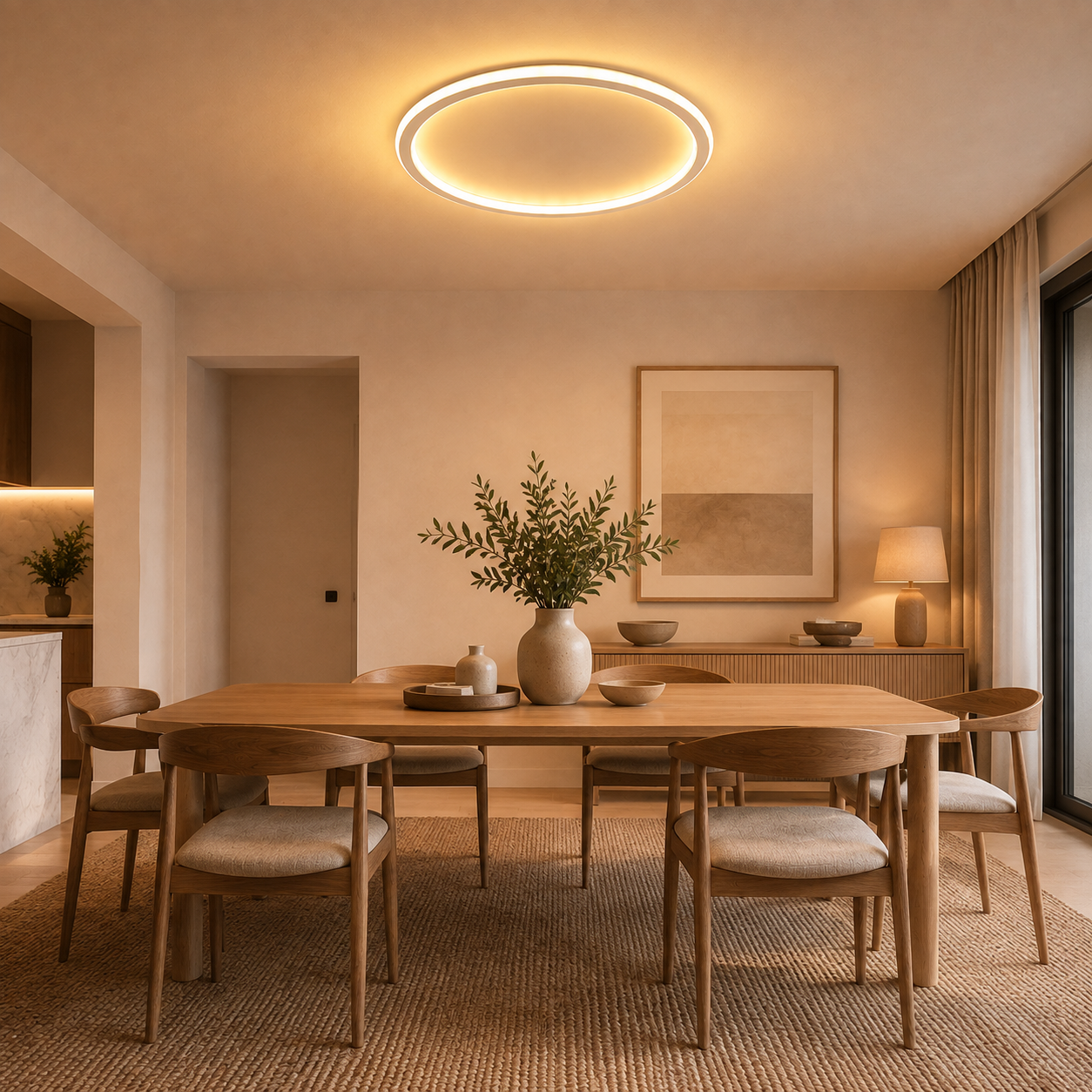Round LED Ceiling Light – Scandinavian Flush Mount Ceiling Lamp