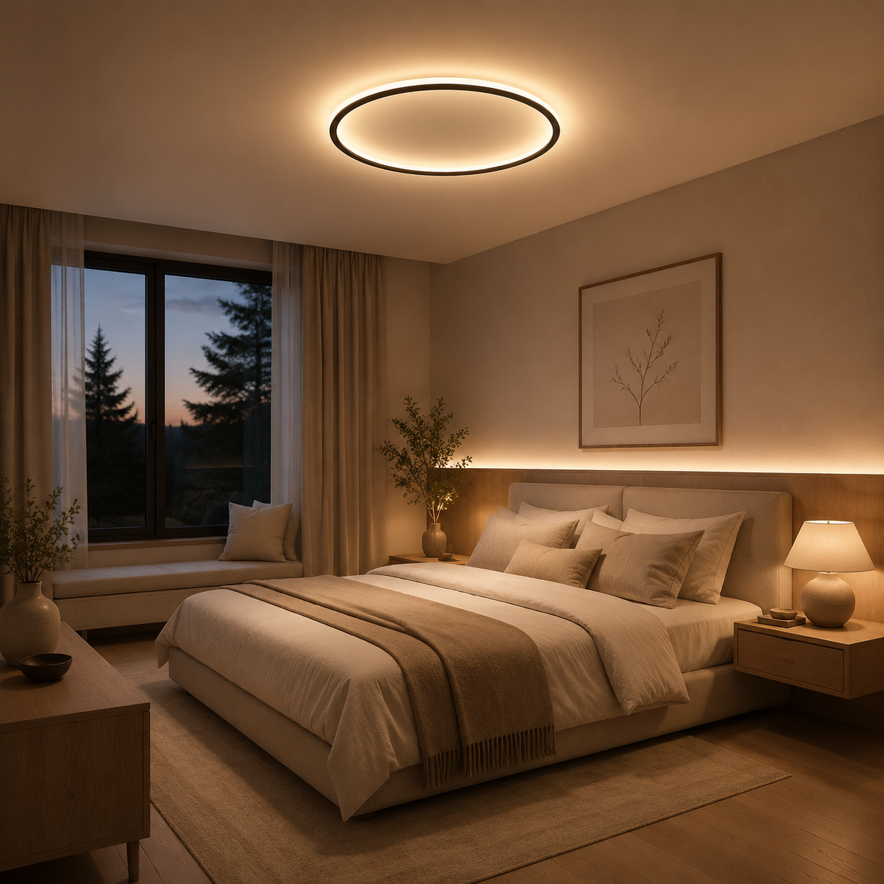 Round LED Ceiling Light – Scandinavian Flush Mount Ceiling Lamp