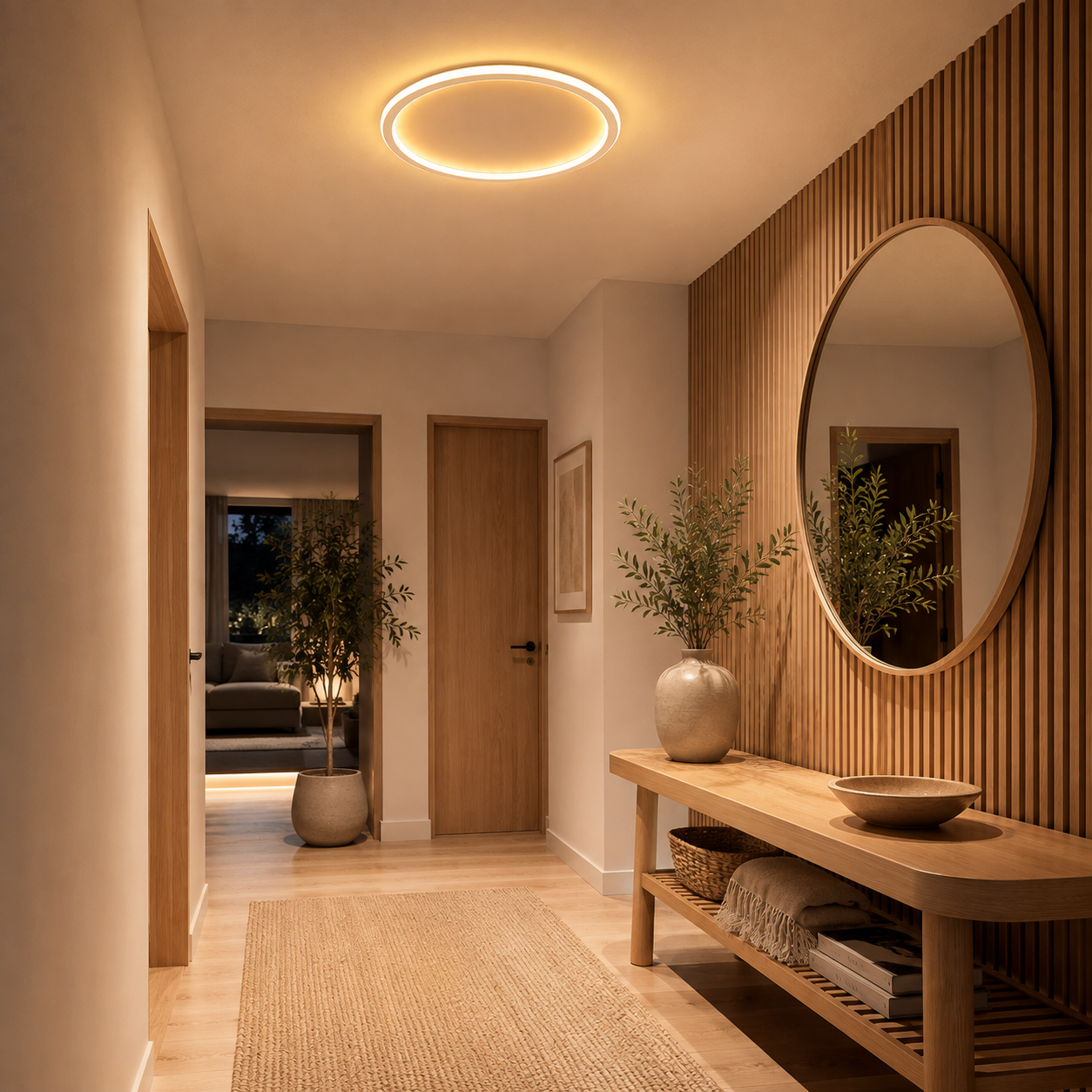 Round LED Ceiling Light – Scandinavian Flush Mount Ceiling Lamp