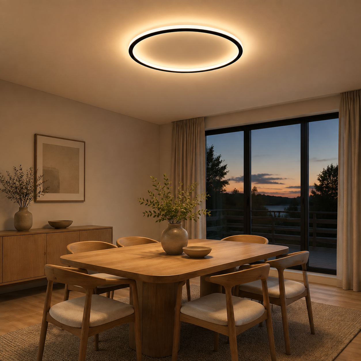 Round LED Ceiling Light – Scandinavian Flush Mount Ceiling Lamp