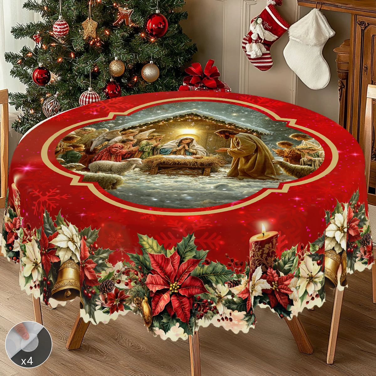 Nativity Scene Holiday Dining Tablecloth